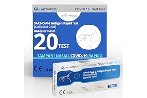 gef + medica - 20 Tamponi Rapidi Nasali - Tampone per Nuove Varianti 2025 - Sensibilità 100% a carica virale alta, Certificati per Uso Domestico