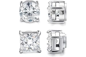CASSIECA 2 Paare Edelstahl Magnetische Ohrstecker für Männer Frauen Nicht Piercing CZ Hypoallergen Non-piercing Clip on Ohrringe Zirkonoxid 5MM/6MM/7MM