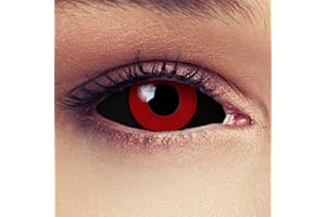 DESIGNLENSES lentilles couleur full sclera rouge et noir pour halloween costume de jigsaw, diamètre 22mm, 1 paire (2 pcs), sans correction + étui à lentilles (Saw)