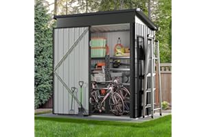 Aoxun 5x3ft Metal Garden Shed, Sheds and Outdoor Storage, Galvanized Waterproof Strong Reinforced Roof, with Lockable Doors & Slooping Roof for Backyard, Patio, Black