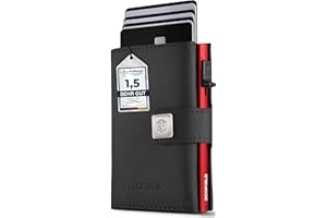 SF SCOFIELD Trinity Slim Wallet z przegródką na monety, etui na karty kredytowe, premium, dla mężczyzn, na 10-12 kart, ochrona RFID, portfel dla mężczyzn, Smart Wallet, Czarny - Fire Red, Ohne