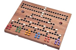 LOGOPLAY Blockade Per 2-6 Giocatori, Gioco di Dadi, Gioco di Strategia, Gioco di Società, Gioco da Tavolo in Legno Con Tabellone Pieghevole (Bianco)