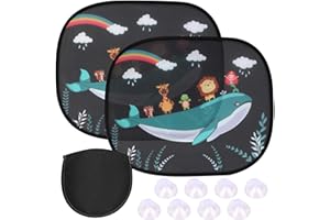 IRIDSMOLE Car Window Shades for Baby 2 Pack, Car Sun Shade for Baby Sharks, Car Shades for Window Baby with 8 Suction Cups Storage Bag, Car Sunshade UV Rays Protection Universal