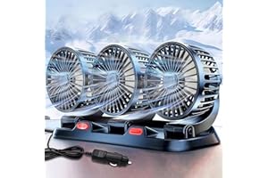 SHENGRUILI Ventilador De Coche,Giratorio 360 De La Coche,Ventilador Coche Triple Cabezal,Potente 2 Velocidades Mini Ventiladors Mesa