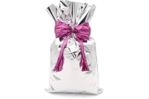 Italpak Bolsas de Regalo Grande, Sobres Regalo Mezalizado, Plata, 50 piezas, 35x50cm