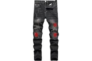 JENY-LUCK Men's Slim Fit Stretch Jeans Ripped Skinny for Men, Distressed Destroyed Straight Leg Fashion Comfort Flex Waist Jeans, Teenager Casual Fashion Designer Classic Regular Fit Basic Denim Pants