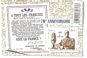 Timbre France 2010. Feuillet Neuf de Collection incluant No 4493 par des Livres Express. Général de Gaulle