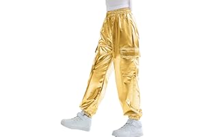 Rolanko Girls Hip Hop Trousers Kids Cargo Pants Elasticated Jogger for Streetwear Dance