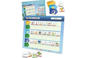 LIKARTO Calendario giornaliero per bambini - Lavagna magnetica da parete Montessori con 152 magneti e cordoncino - completamente scrivibile e cancellabile - Apprendere la routine giornaliera