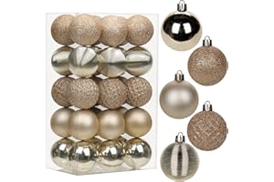 ‎HOLLYONE 5CM Weihnachtskugeln Ornamente Glitze, 30 PCS bruchsicher Weihnachten Kugeln Gold, Kunststoff Weihnachten Kugeln, Hängen Christbaumkugel fur Weihnachtsbaum Neujahr Ornamente