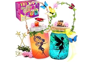 MOSTOF Regalo para Niñas, Kit de Manualidades de Linterna de Hadas 8 9 10 11 12- Regalo para niños - Luz Nocturna de Tarro de Albañil con Control Remoto - Actividades Creativas de Arte de Bricolaje