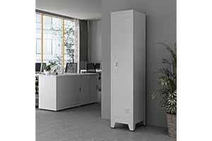 ‎[EN.CASA] [en.casa] Metallschrank Joroinen Mehrzweckschrank mit 1 Tür Allzweckschrank 180 x 38 x 45 cm Spind Schrank abschließbar Stahlschrank Aufbewahrungsschrank Schließfachschrank Grau