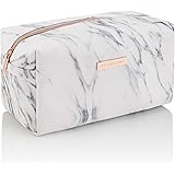 Lily England Marble Makeup Bag - Portable Cosmetic Pouch, Toiletry Bag or Pencil Case