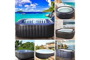 BRAST Whirlpool aufblasbar MSpa | 4-8 Personen | viele Modelle rund und eckig | Ø 125-224cm | In-Outdoor Pool | bis zu 144 Massagedüsen | inkl. Aufblasfunktion Abdeckung Timer Heizung | Tekapo6