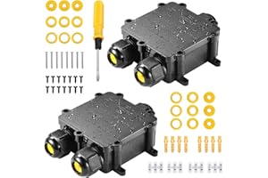 Junction Box IP68 Kohree Junction Box Waterproof Clamping Box Cable Connector Outdoor Socket Garden Larger 3-Way Connection Box M25 Cable Gland Diameter 4mm-14mm, PC + PVC (Pack of 2)