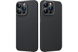 memumi Etui z włókna węglowego do iPhone 15 Pro Max, 0.5 mm Super cienkie i wytrzymałe włókno węglowe [100% aramid] Etui z ochroną przed upadkiem klasy wojskowej do iPhone 15 Pro Max -Czarny