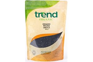 Trend Organic Beluga Lentils, 500g - Nutrient-Rich and Firm Textured Black Lentils, Ideal for Salads, Soups, and Main Courses, Certified Organic, Vegan, Non-GMO, No Perservatives or No Additives, Raw
