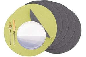 Banchif Manteles Individuales Lavables Juego de 6 Manteles Individuales de Lino Antideslizantes Manteles Individuales de Mesa Manteles Individuales Redondos (38 cm de diámetro)