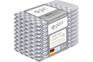 Glart 48SG 10er Set Küchentücher 50x70 cm aus 100% Baumwolle in grau, OEKO-TEX Standard 100 zertifiziert, fusselfrei, waschbar, vorgewaschen für die Küche und Abwasch