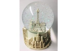 UNGROL Vianaya - Sfera di neve Parigi Torre Eiffel, base in resina con monumenti in 3D e globo in vetro con glitter luccicanti, misura media, altezza 11 cm
