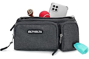 ALTYALTA EZ Dog Walking Bag, Dog Training Treat Pouch, Easy for Walking with Dogs, Bum Bag and Waste Bag Dispenser (1.6L) (Charcoal Gray)