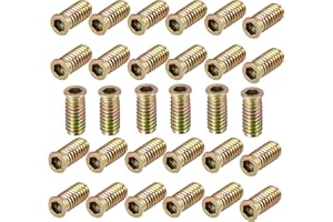 YiYFiT 30Pcs M8x30mm Furniture Threaded Insert Nuts,Carbon Steel Zinc Plated Threaded Bolt Fastener Interface Hex Socket Drive Threaded Insert Nuts for Wood Furniture