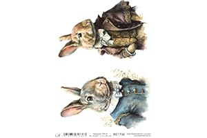 Josys Bastelmärchen Reispapier A4 Strohseide Decoupage Ostern Hase in Vintage Anzug RE1738