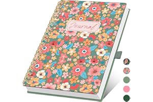 XLOXFU Lined Spiral Notebook A5 Journal for Women & Men, 140 Pages, College Ruled Hardcover Notebook for Work & Note Taking, Journals for Writing, Flower