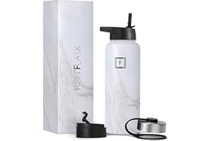 IRON °FLASK Iron Flask Sportwasserflasche - 1180 ml, 3 Deckel (Strohdeckel), vakuumisolierter Edelstahl, doppelwandig, Thermobecher, Kantine aus Metall