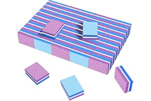 CGBE Lot de 50 Blocs Polissoir Ongles, Lime de Polissage Professionnelle Double Face Grain 100/180, Mini Buffer Lavable pour Ongles en Gel, Ongles Acrylique, Bleu/Violet