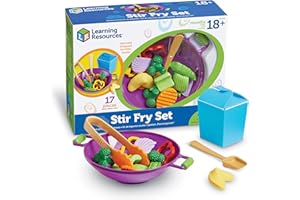 Learning Resources New Sprouts Stir Fry Set, Pretend Play Toy for Toddlers, Preschool Learning Toys, Kitchen Play Toys for Kids