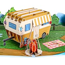 papercrush® Biglietto pop-up da campeggio con roulotte