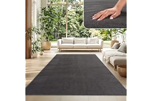 ‎TT HOME TT Home Wohnzimmer Teppich Kurzflor Anti-Rutsch Rückseite Unifarben Modern Waschbar, Farbe: Anthrazit, Größe:160x220 cm