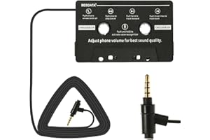 BESDATA Adaptateur Cassette avec Fonction Microphone Appel Commutateur de Musique pour Auto Radio iPhone iPad iPod MP3 Mobile Noir