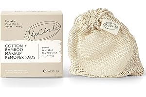 UpCircle Reusable Cotton + Bamboo Makeup Remover Pads (7pcs) with Washable Laundry Bag - Triple-Layered and Eco Friendly - for All Skin Types