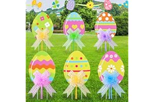 badaren 12 pièces Panneaux de Jardin de Pâques, Signes du Jardin de Pâques Avec Bâtons, Ruban et Colle, Panneaux de Cour d'Œufs ee Pâques pour Décoration de Jardin de Pelouse de Fête de Pâques