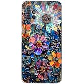 PrintiFy Samsung Galaxy A51 ile Uyumlu Vitray M&uuml;cevher Flora Tasarımlı Şeffaf Silikon Kılıf