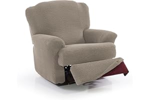 FAVERTI® Funda Super Elástica Sillón Relax de 70 a 90cm | Modelo NOVELE | Lino | Funda sillón reclinable pies Separados | Protector de Calidad de Tejido Jacquard Tacto algodón