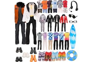 Miunana 21 ubrań, butów dla chłopców, lalki = 1 garnitur, 1 kurtka, zestaw 4 ubrań, 4 spodnie, 5 butów, 5 akcesoriów dla lalek 12 cali