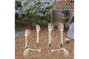 AOFOX Halloween realistische Skelett Pfahle Zombie Geist Arm Pfahl Abgetrennte Kunststoff Skelett Hände Yard Zeichen für Halloween Requisiten (3-Paare)
