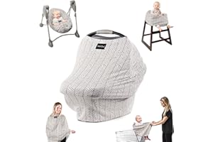 Milk Snob Original 5-in-1 Bezug – Multifunktionale Babytrage mit Stilltop-Funktion | Stilltuch für unterwegs, Kinderwagen Sonnenschutz, Bezug für Babyschale, etc. (Herringbone)