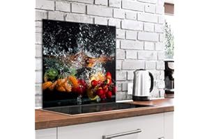 murando - Crédence Verre Cuisine 80x60 cm - Plaque Anti-Projection - Couvercle Anti-éclaboussures crédence - Revêtement Carreaux - Plaque en Verre trempé - Fruits dans l'eau j-B-0097-aq-e