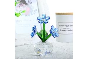 ‎H&D HYALINE&DORA H&D Hyaline&Dora Kristall Vergissmeinnicht Blumen Figuren, Glas Traumblumen Briefbeschwerer Sammlerstücke, Tischdekoration, Glas Blumen Geschenk für die Dame