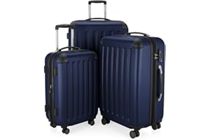 HAUPTSTADTKOFFER - SPREE - Set di 3 valigie, Valigie rigide, Trolley con 4 doppie ruote, Bagaglio da viaggio opaco, Set da viaggio, TSA, (S, M e L), Blu scuro