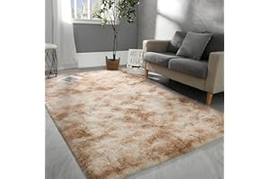 MARATIP Puszysty dywan do salonu dywaniki do salonu nowoczesny pokój dziecięcy antypoślizgowe dywany, miękki i puszysty kolorowy dywan do sypialni (khaki, 160 x 230 cm)