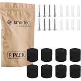 smartect Ceiling and Wall Bracket 8 Pieces for Cables in Black | &Oslash;20 x 18 mm Ceiling fixing with screws and dowels, ceiling d