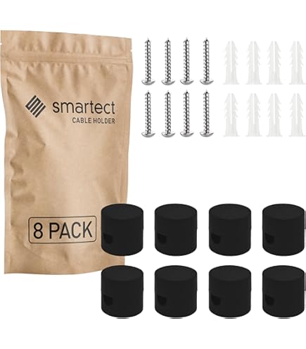 Smartect Support Mural Et Plafonnier En Aluminium Pour Câbles [4 Pièces, Strié, Blanc] Fixation Au Plafond Avec Vis Et Chevilles, Support De Câble En Saillie Pour Vos Projets DIY