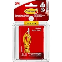 Command Plastic Medium Utility Hooks, Value Pack of 6 Hooks and 12 ...