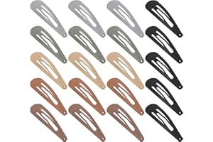 XCZYN 20 Pcs Snap Hair Clips Matte Finish Colorful Color Anti-slip Snap Clip Hair Accessories Metal Barrettes for Women Little Girls Lady Hair Styling (20 Pieces, Dark Color)