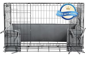 HOMBYS Dog Crate Bumper with Ties - Soft Crate Accessory for a Safe & Comfortable Kennel - Dark Grey, 36"x22"